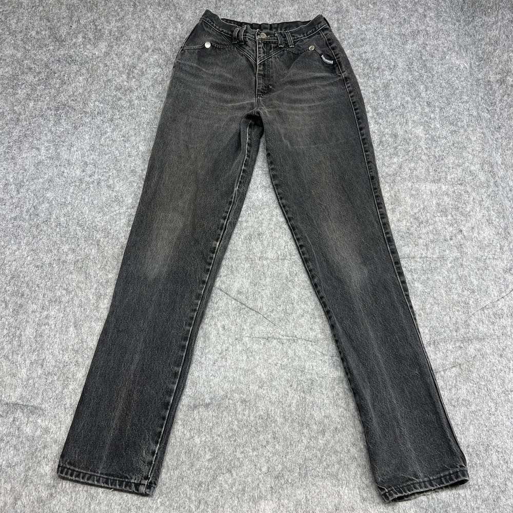 Vintage Roughrider Jeans Womens 9/10 Black High Rise Straight Leg USA 90s Grunge
